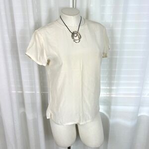 Jones New York Silk Blouse Women's 4 Ivory Minimalist Short Sleeve Top
Old Money